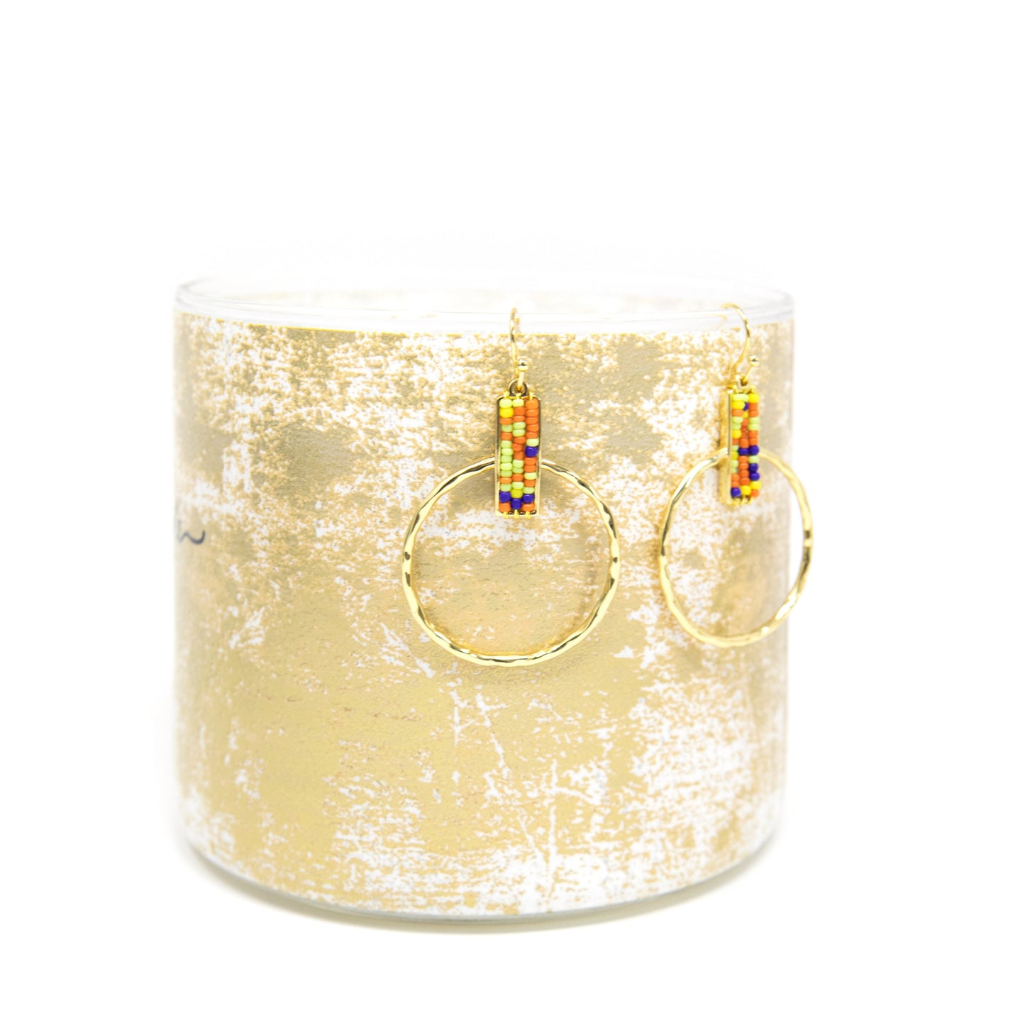Beaded Square and Gold Hoop Earrings JEWELRY The Sis Kiss 