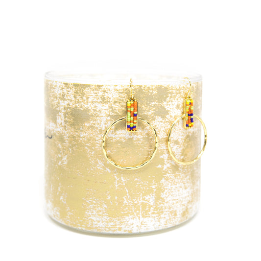 Beaded Square and Gold Hoop Earrings JEWELRY The Sis Kiss 