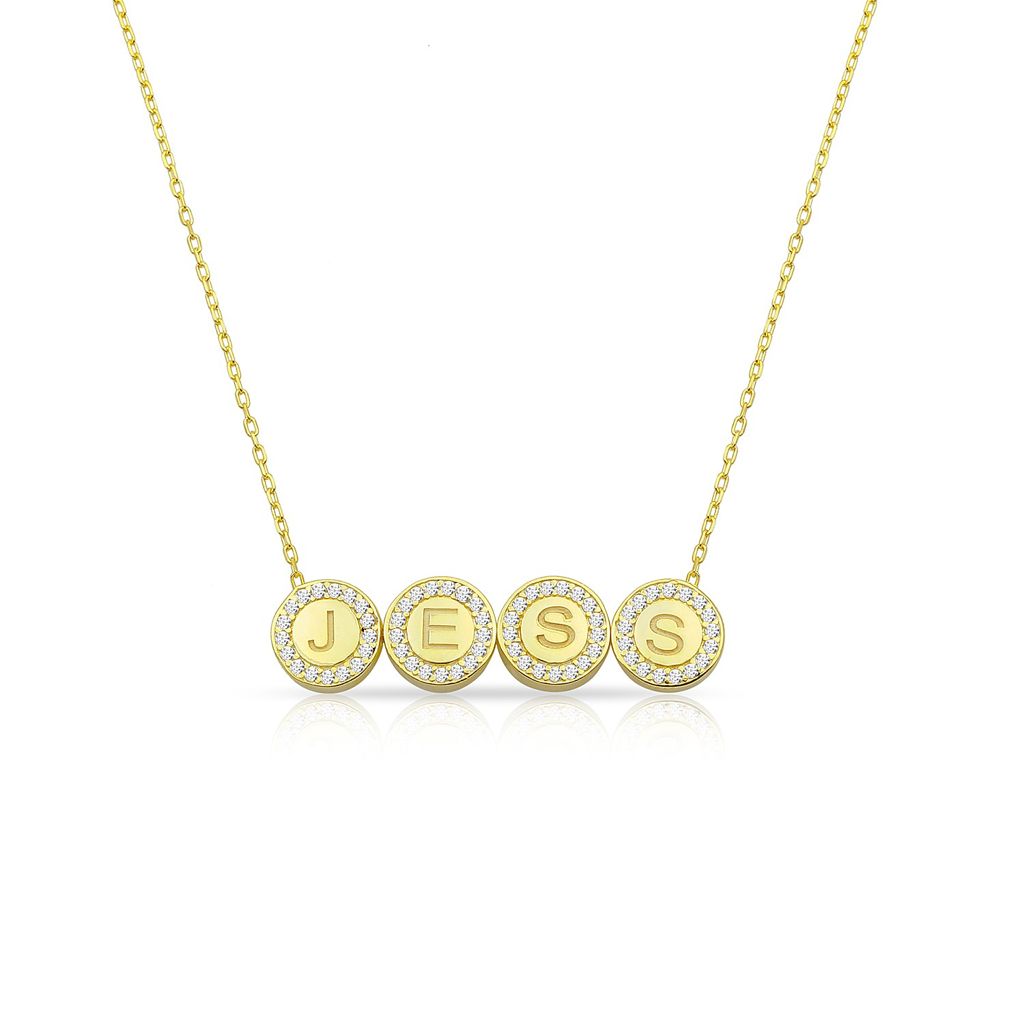 Custom Crystal Coin Nameplate Necklace JEWELRY The Sis Kiss