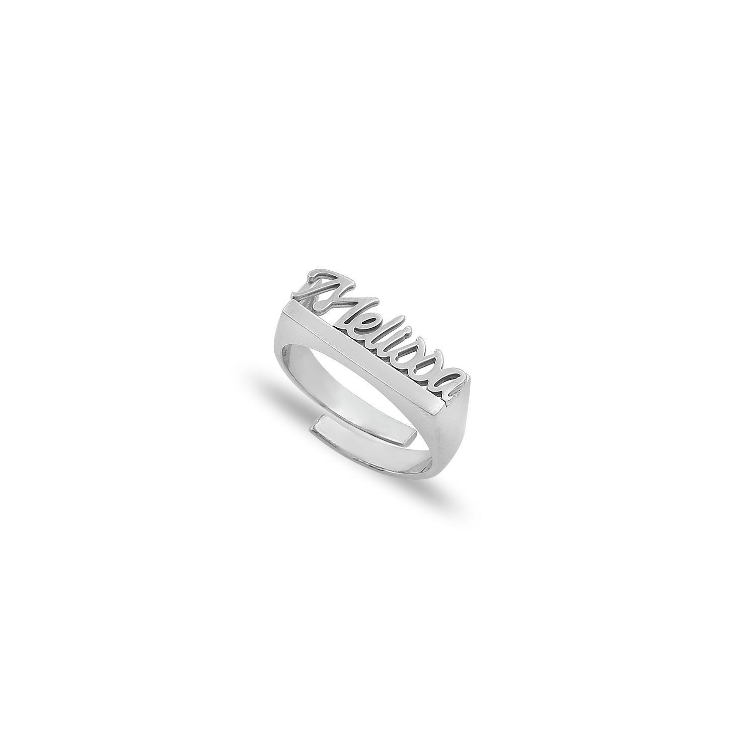 Custom Script Adjustable Ring JEWELRY The Sis Kiss Silver