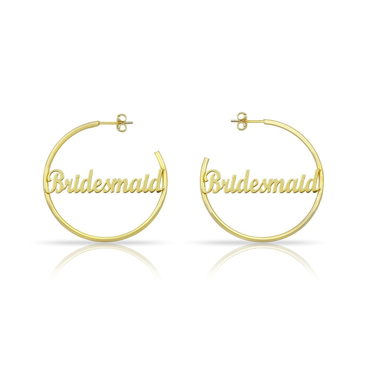 Bridesmaid Script Hoops JEWELRY The Sis Kiss Gold