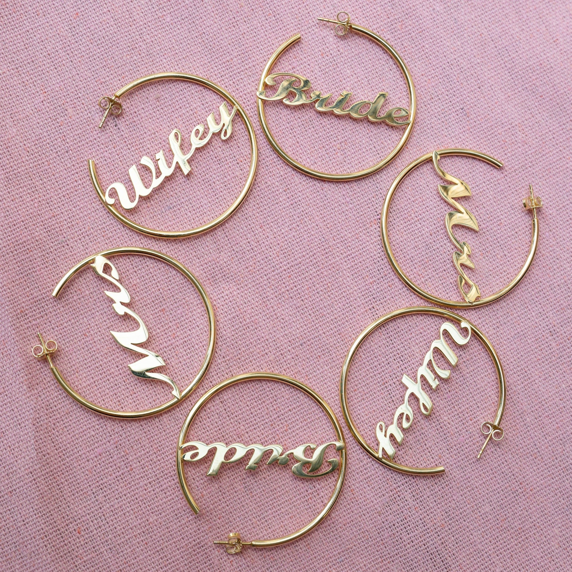 Wifey Script Hoops - PREORDER JEWELRY The Sis Kiss Gold