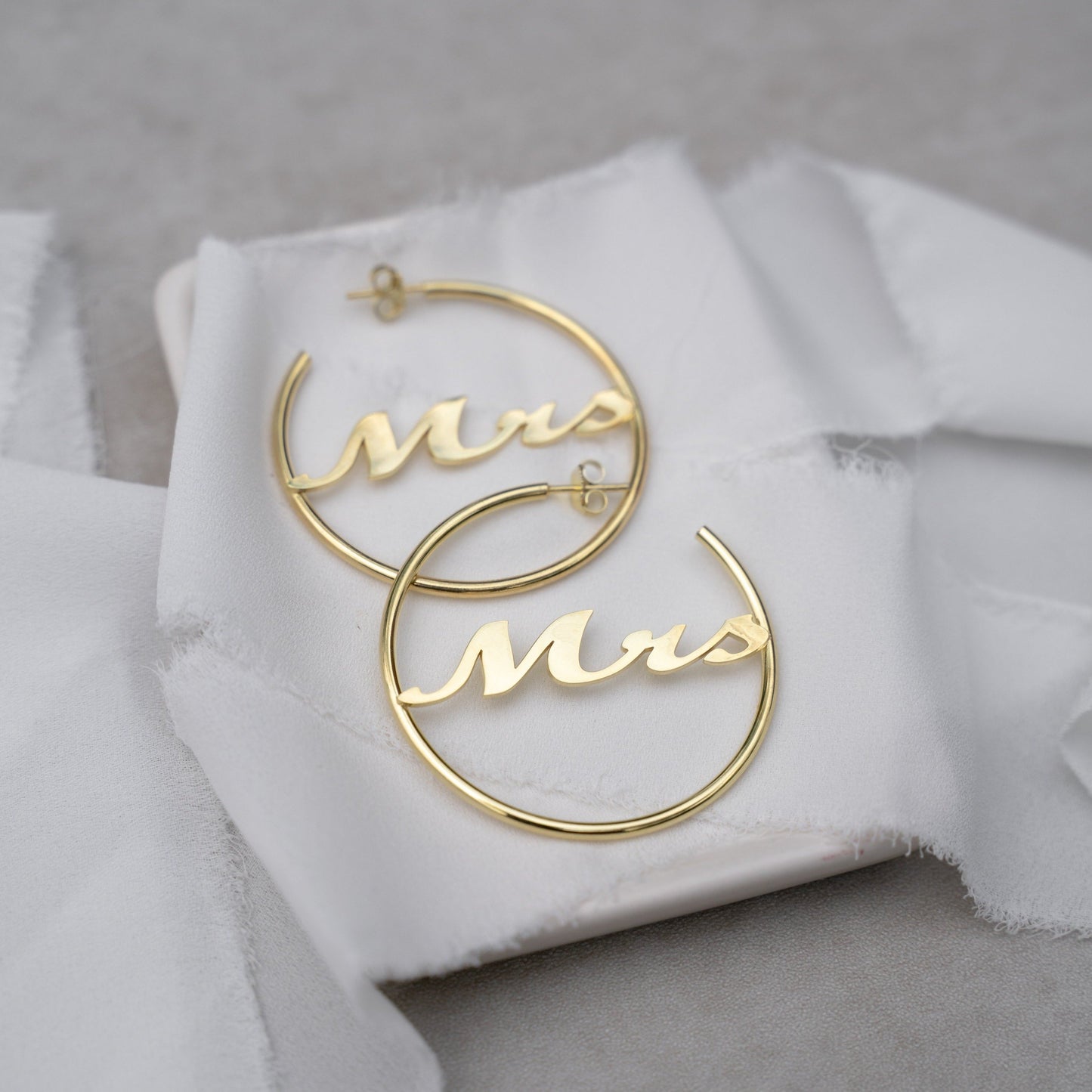 Mrs. Script Hoops - PREORDER JEWELRY The Sis Kiss Gold