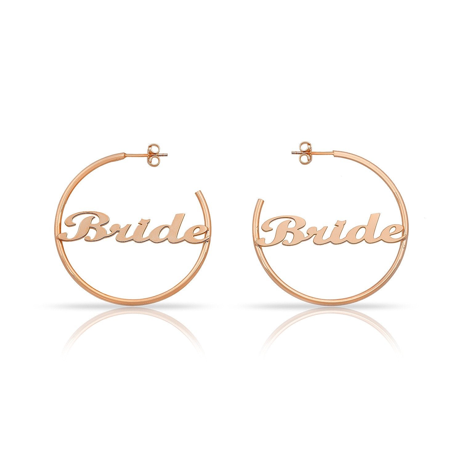 Bride Script Hoops JEWELRY The Sis Kiss Rose Gold