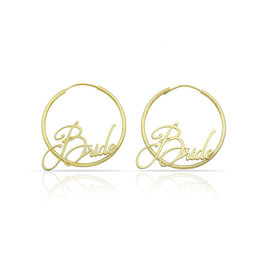 Bride Signature Script Hoops JEWELRY The Sis Kiss Gold