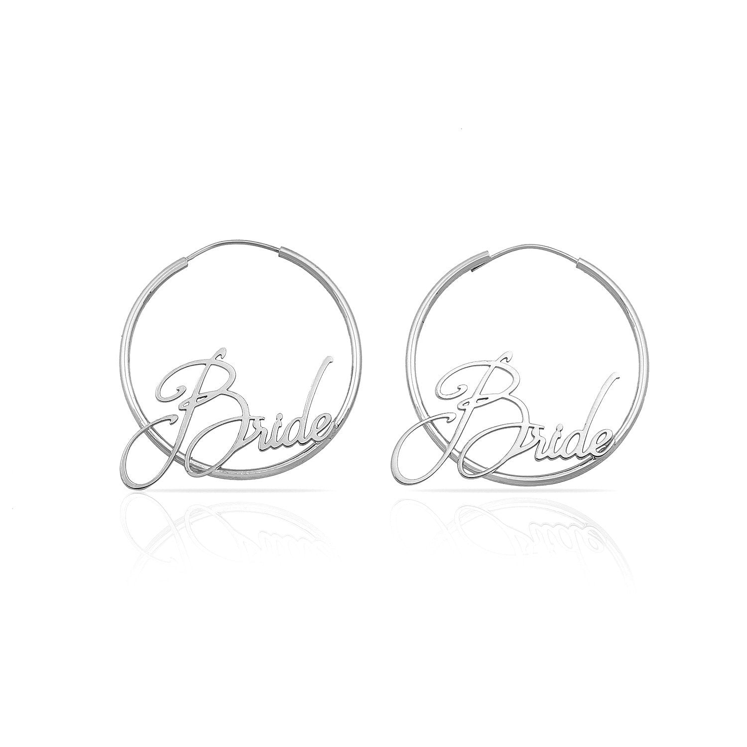 Bride Signature Script Hoops JEWELRY The Sis Kiss Silver