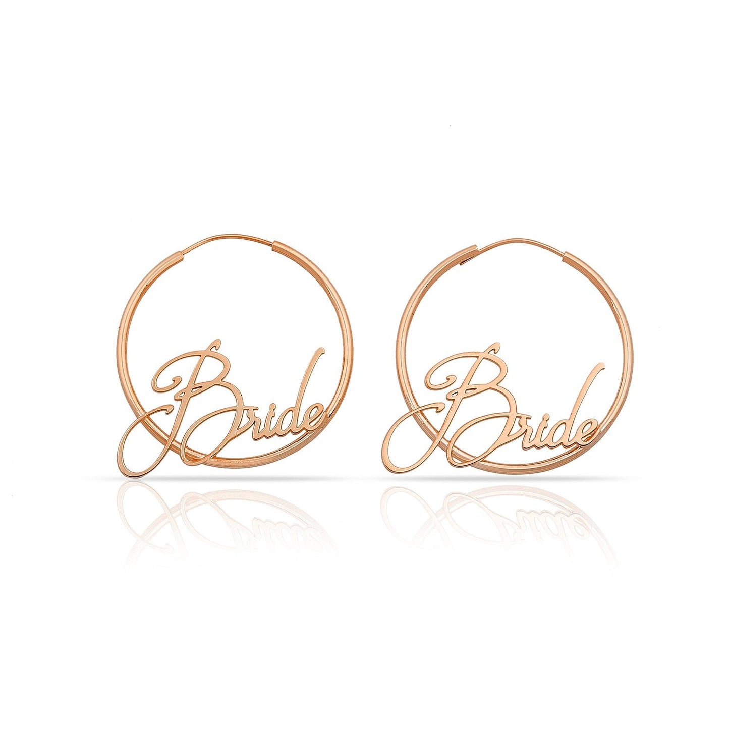 Bride Signature Script Hoops JEWELRY The Sis Kiss Rose Gold
