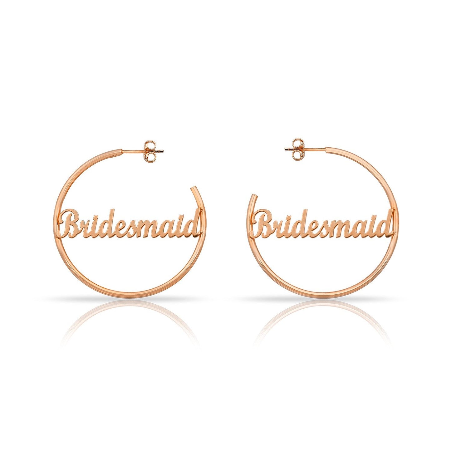 Bridesmaid Script Hoops JEWELRY The Sis Kiss Rose Gold