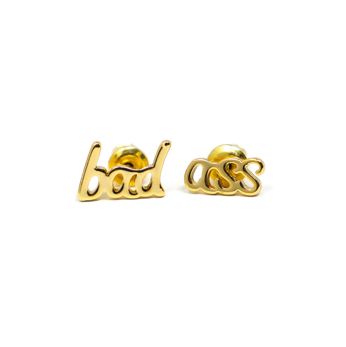 Dainty Script Mantra Earrings JEWELRY The Sis Kiss Bad Ass