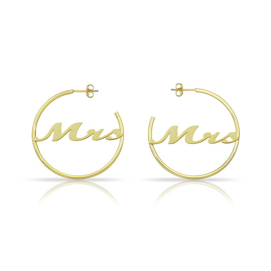 Mrs. Script Hoops JEWELRY The Sis Kiss Gold