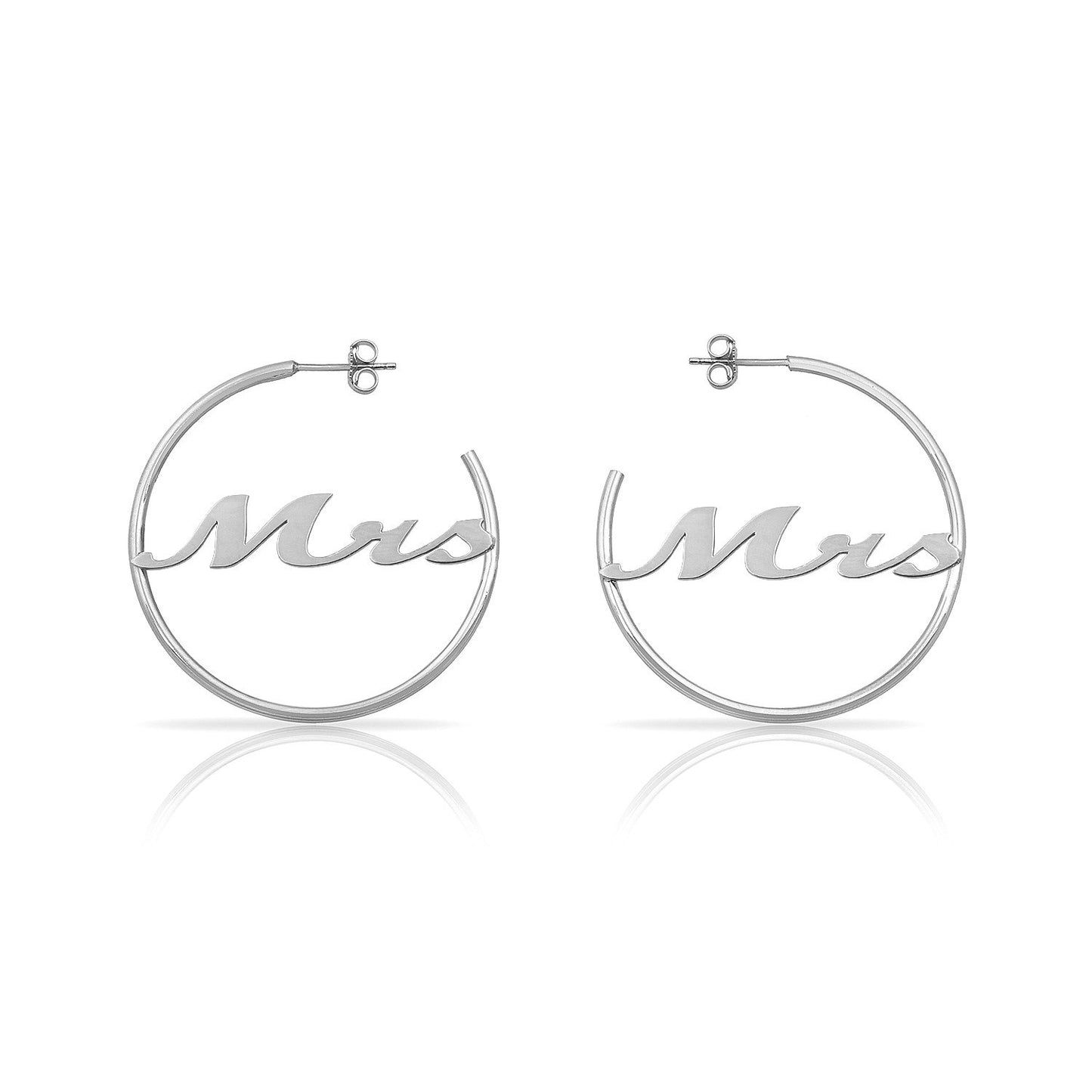 Mrs. Script Hoops JEWELRY The Sis Kiss Silver