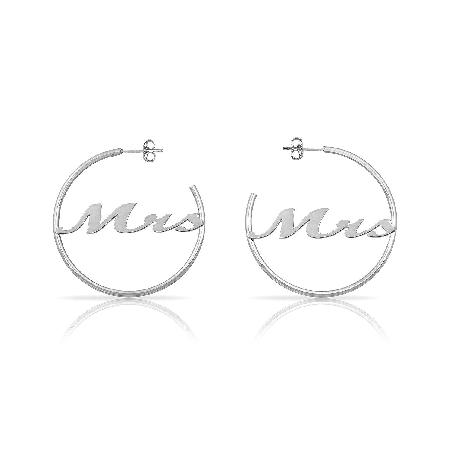 Mrs. Script Hoops JEWELRY The Sis Kiss Silver