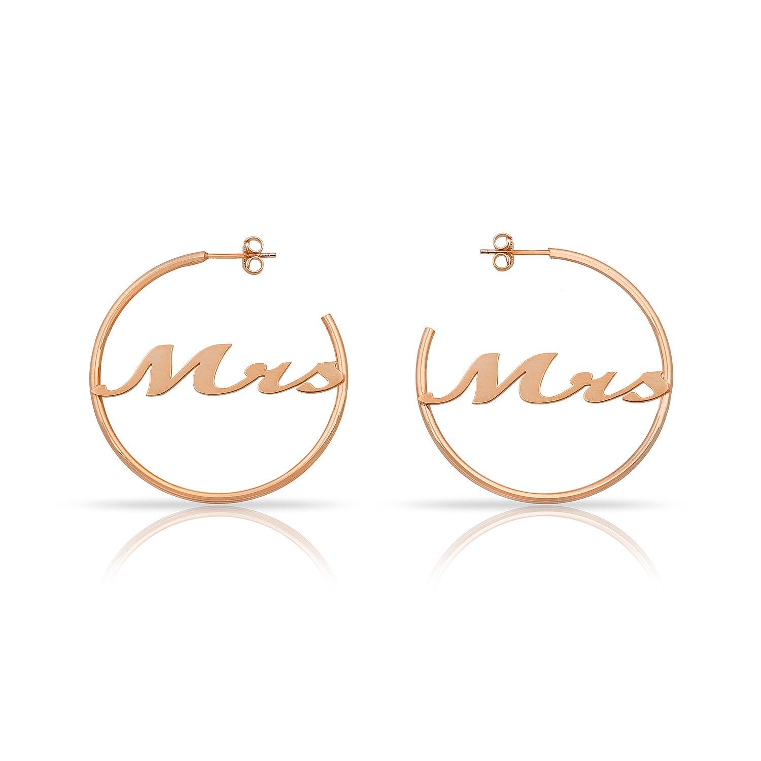 Mrs. Script Hoops JEWELRY The Sis Kiss Rose Gold