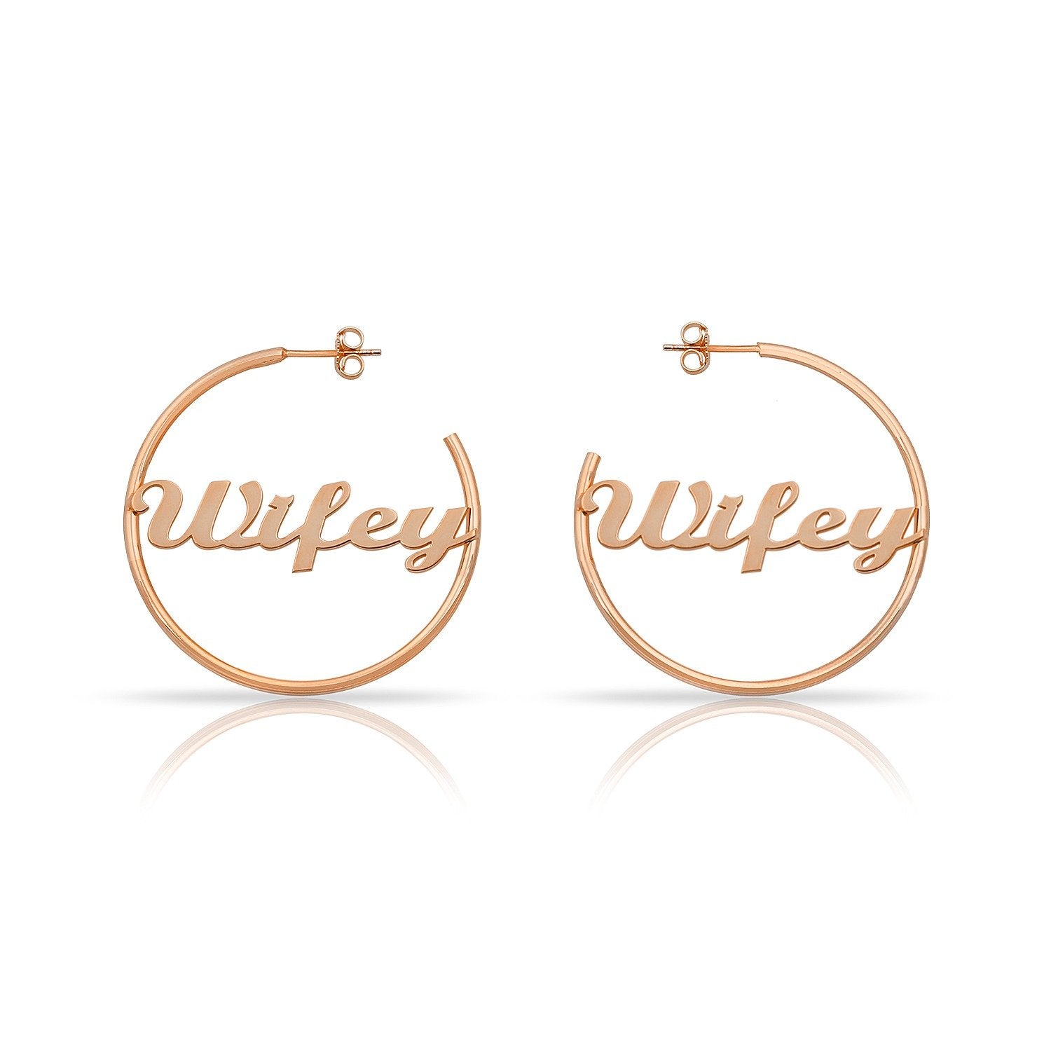 Wifey Script Hoops JEWELRY The Sis Kiss Rose Gold