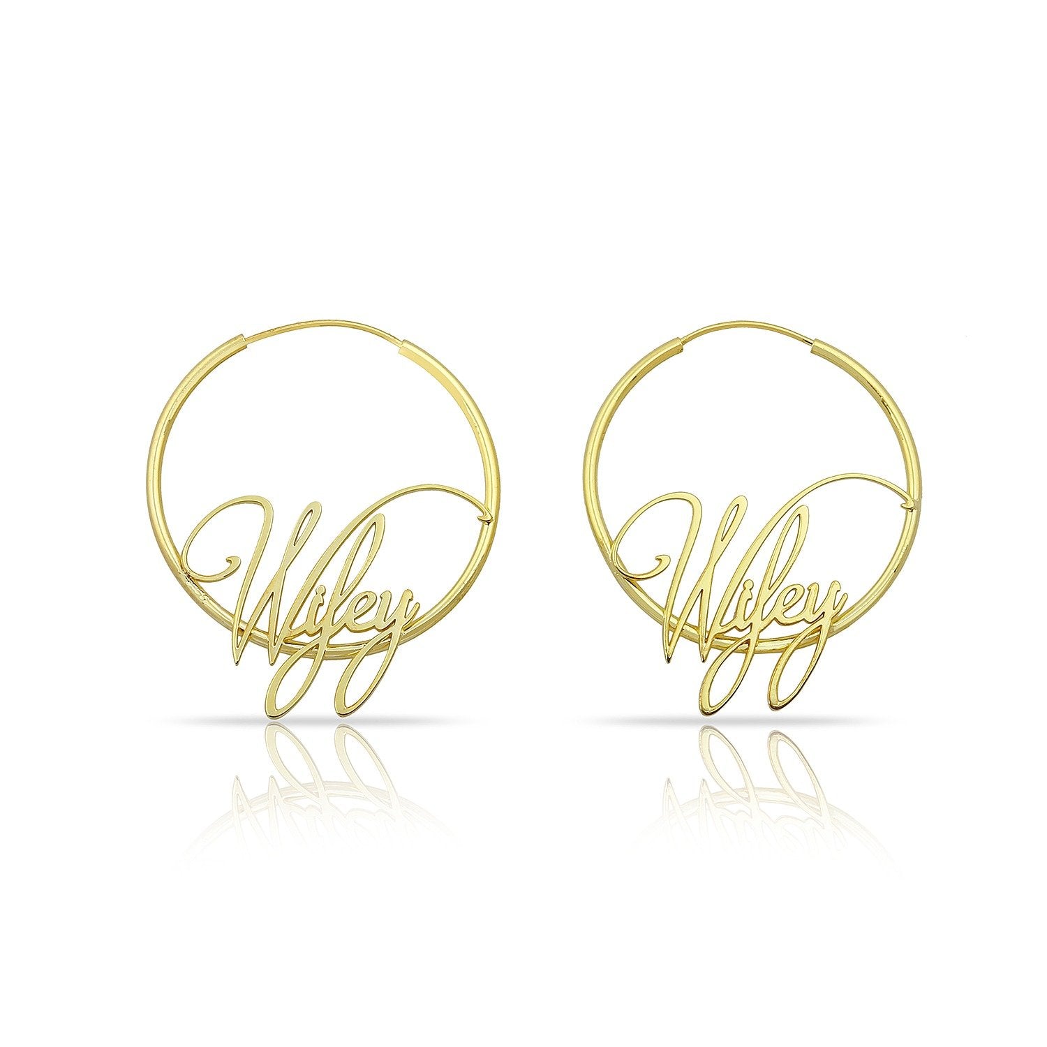 Wifey Signature Script Hoops JEWELRY The Sis Kiss Gold