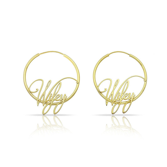Wifey Signature Script Hoops JEWELRY The Sis Kiss Gold