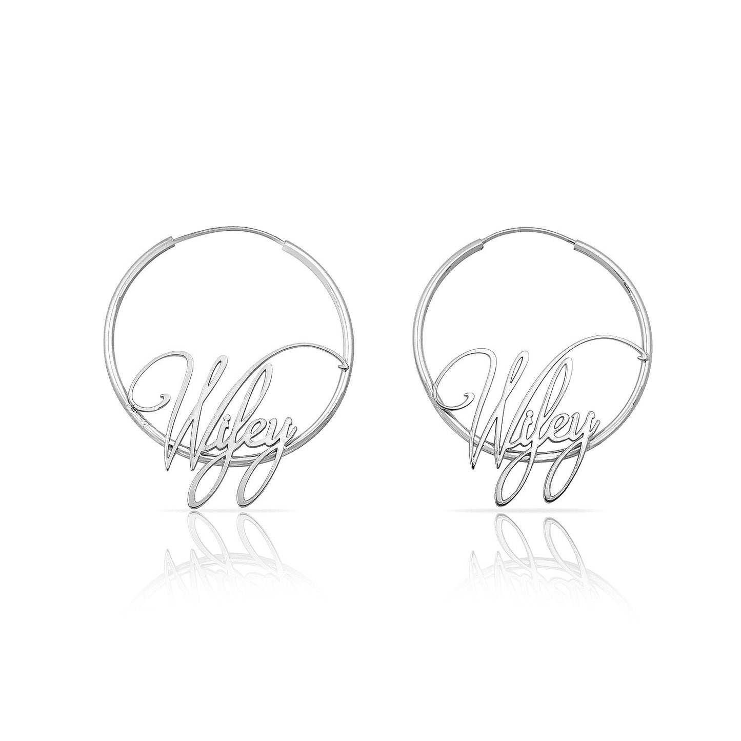 Wifey Signature Script Hoops JEWELRY The Sis Kiss Silver