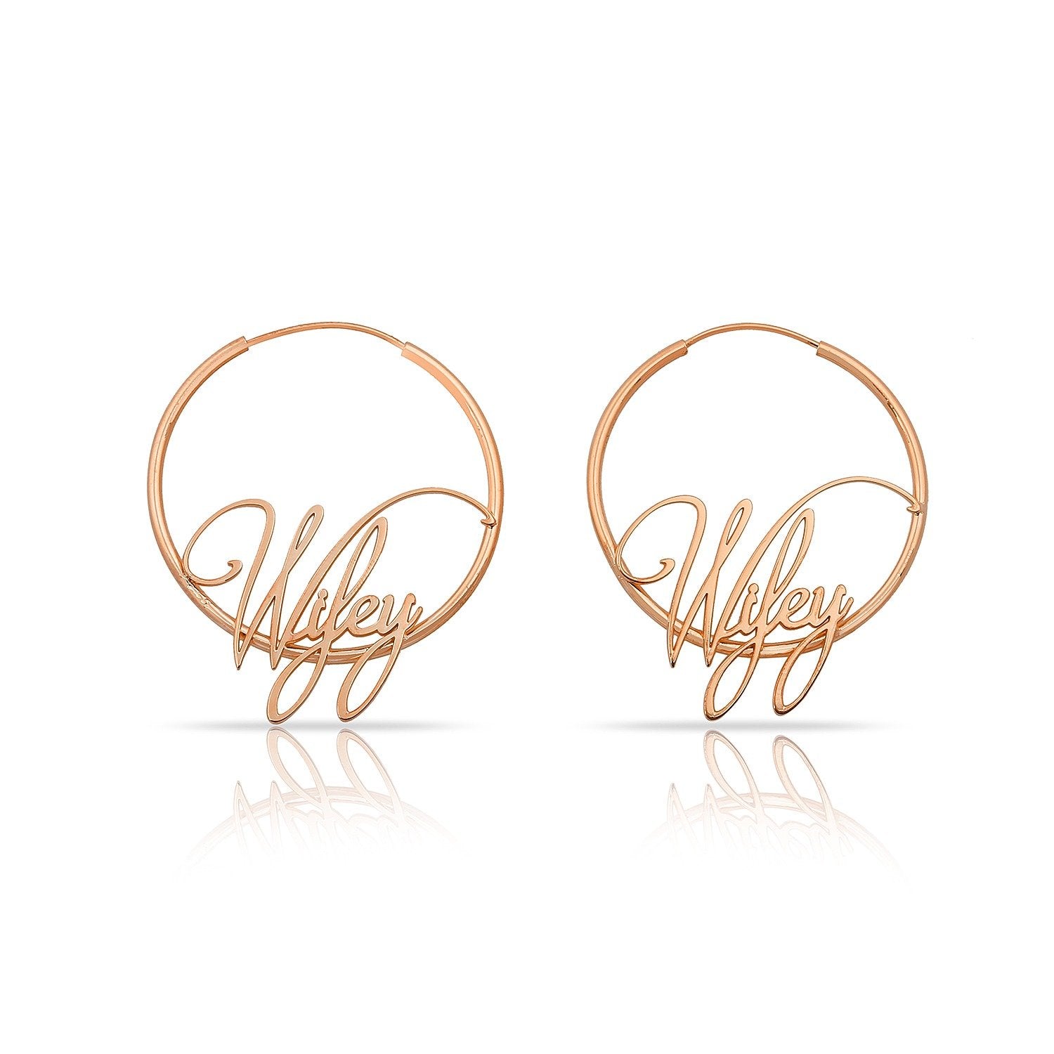 Wifey Signature Script Hoops JEWELRY The Sis Kiss Rose Gold