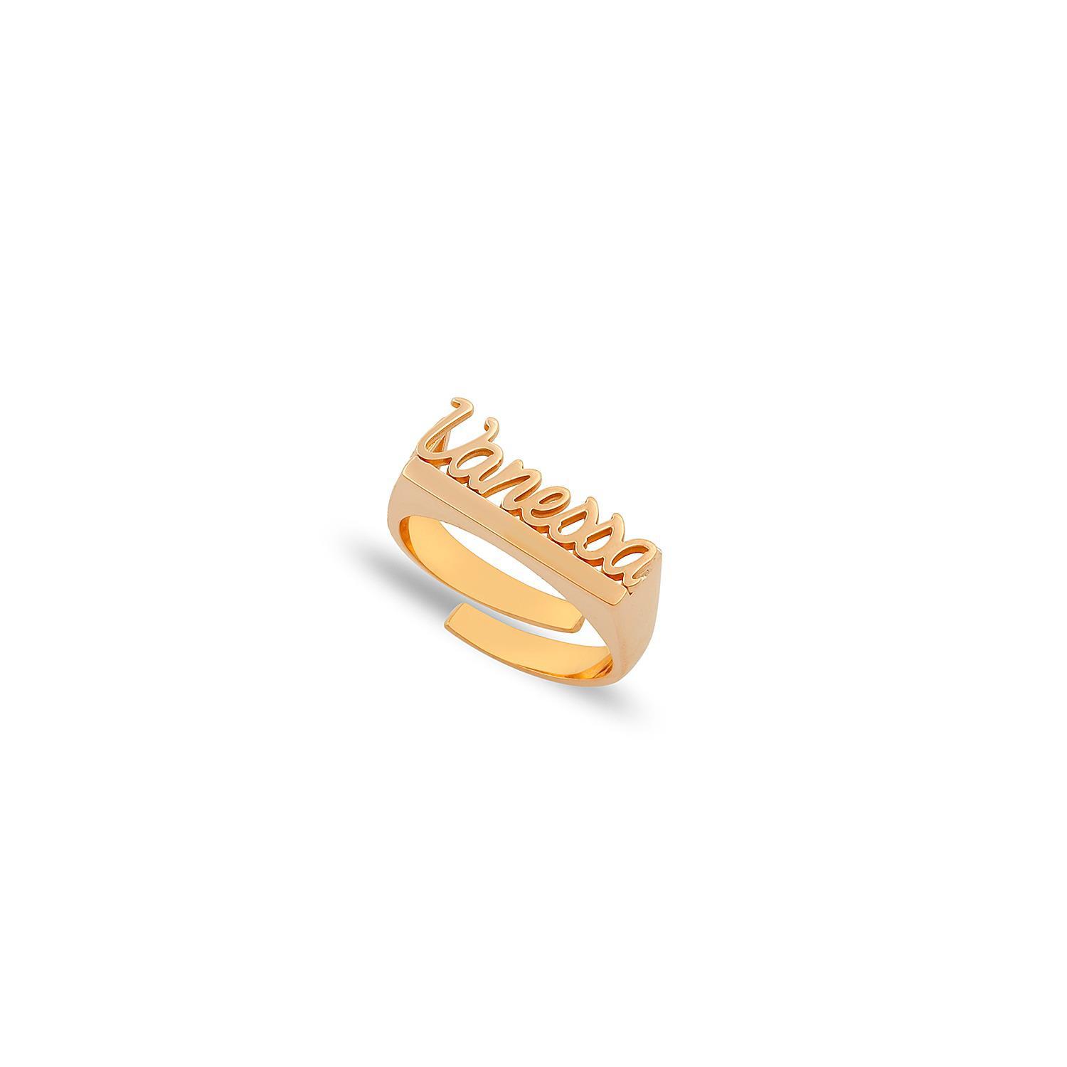 Custom Script Adjustable Ring JEWELRY The Sis Kiss Rose Gold