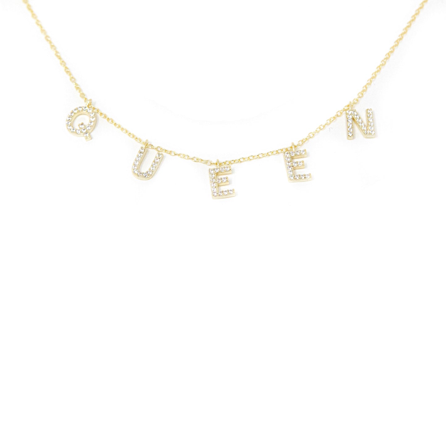 Ready To Ship It's All in a Name™ Necklace JEWELRY The Sis Kiss Queen Gold with Crystals