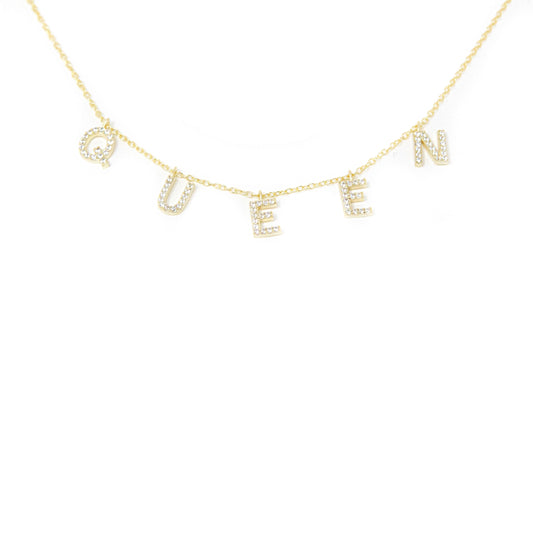 Ready To Ship It's All in a Name™ Necklace JEWELRY The Sis Kiss Queen Gold with Crystals