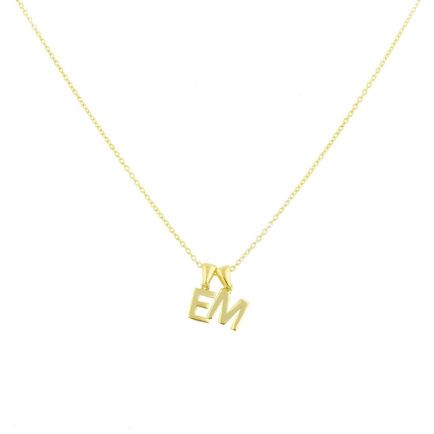 Custom Layered Initial Necklace JEWELRY The Sis Kiss Two Initials Gold No Crystals