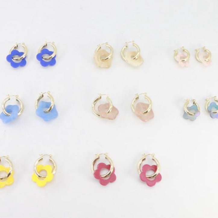Flower Power Huggie Earrings PREORDER JEWELRY The Sis Kiss