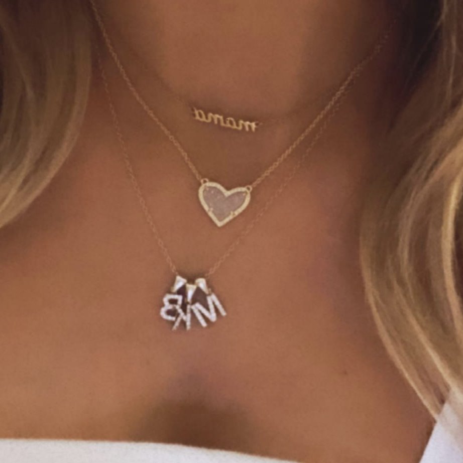 Mini Heart Birthstone & Initial Layered Set (Gold)