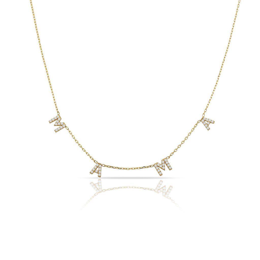 TSK Diamond Necklaces Ready to Ship JEWELRY The Sis Kiss TSK Diamond Mini Mama Necklace 14k gold 0.24ct