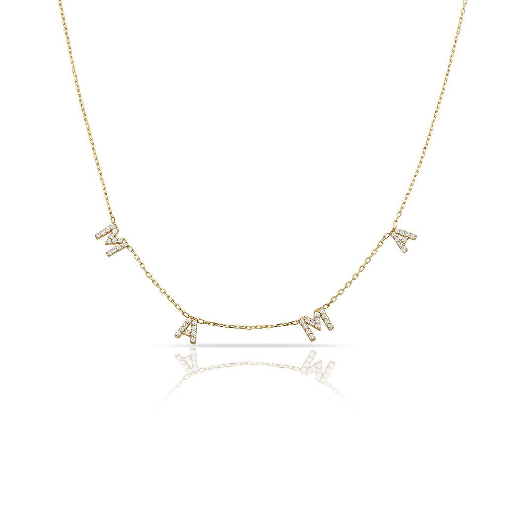 TSK Diamond Necklaces Ready to Ship JEWELRY The Sis Kiss TSK Diamond Mini Mama Necklace 14k gold 0.24ct