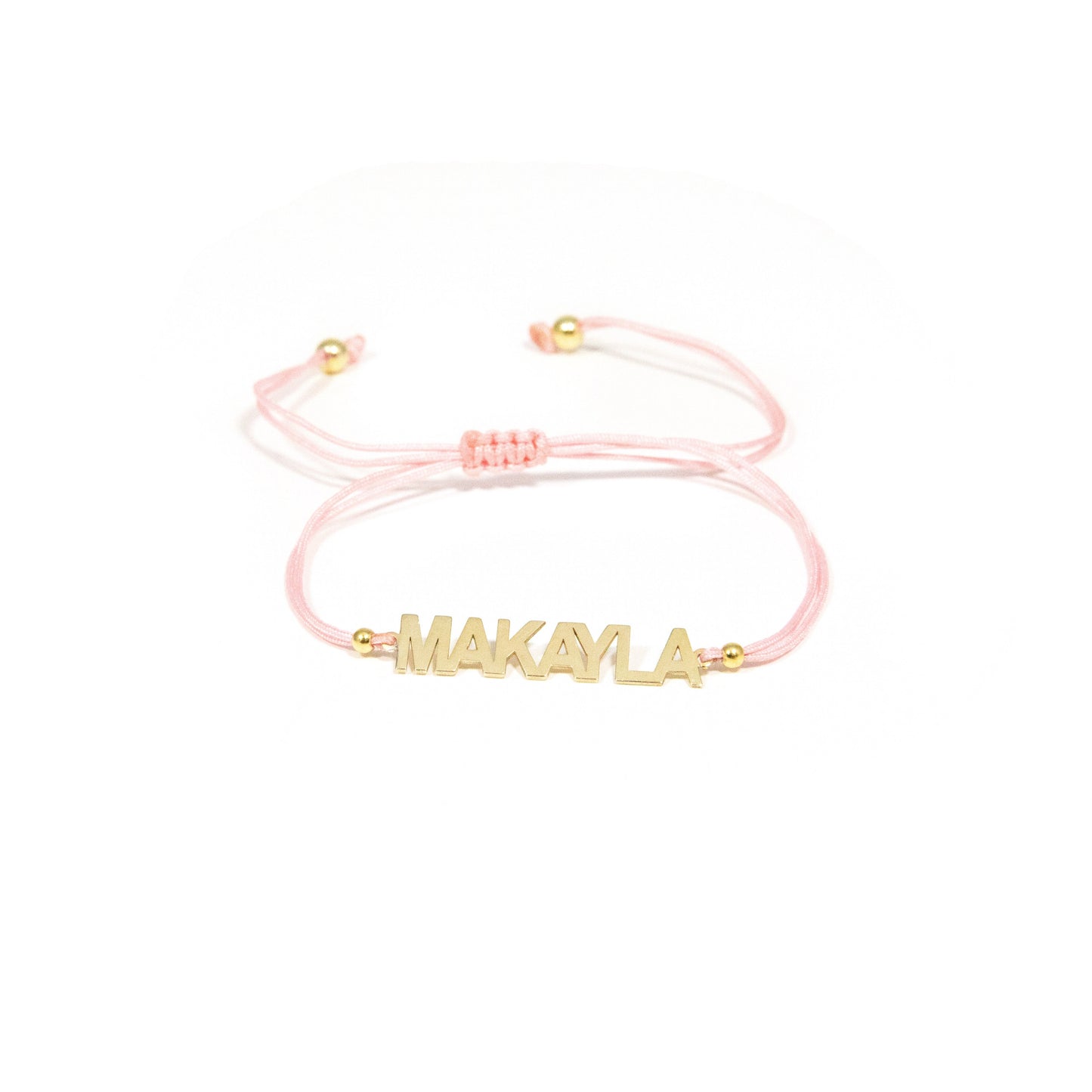 Custom Name Cord Bracelet JEWELRY The Sis Kiss Gold Pink Cord