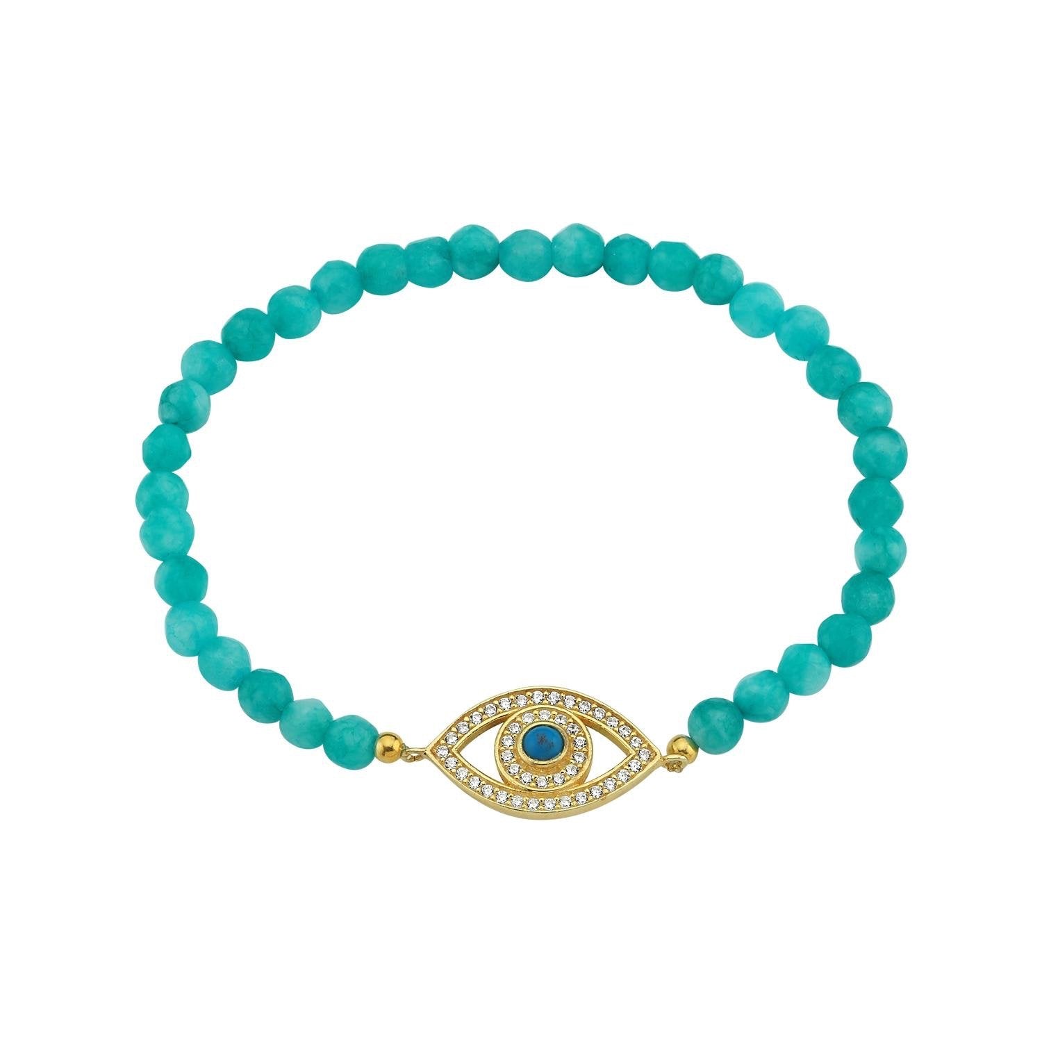 Bead Stretch Evil Eye Bracelet JEWELRY The Sis Kiss Turquoise Beads