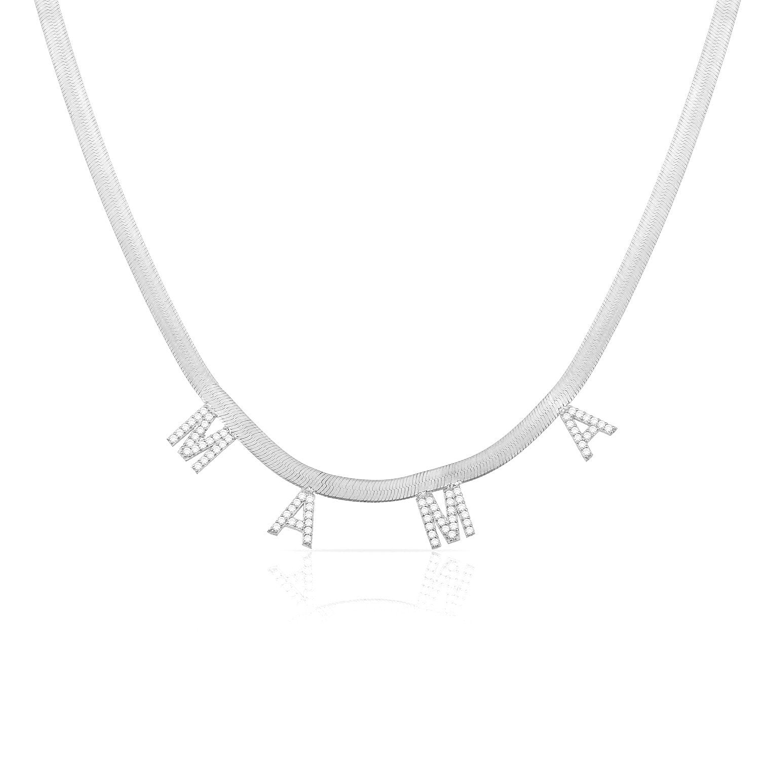 Custom Herringbone Chain Name Necklace necklace The Sis Kiss