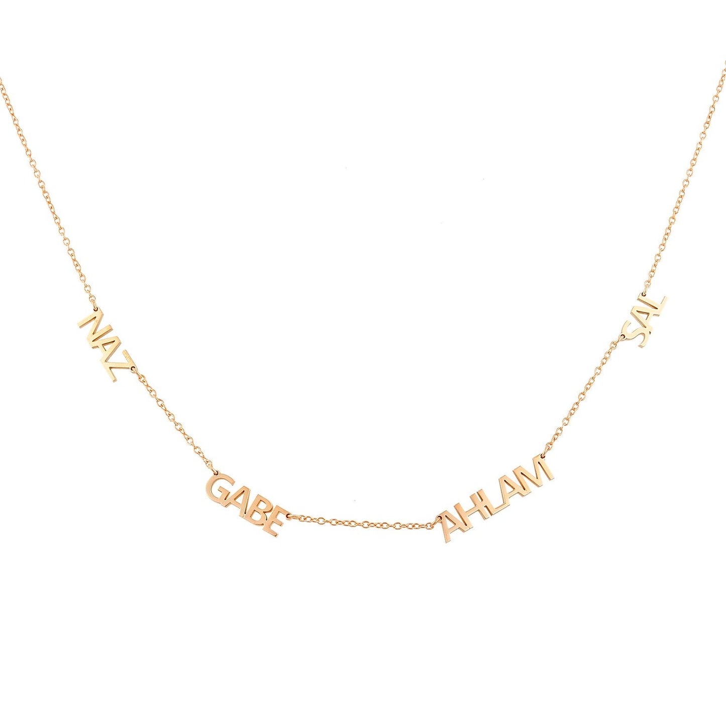 TSK 14K My Mantra/Name Necklace JEWELRY The Sis Kiss Classic Mantra Style Rose Gold Four