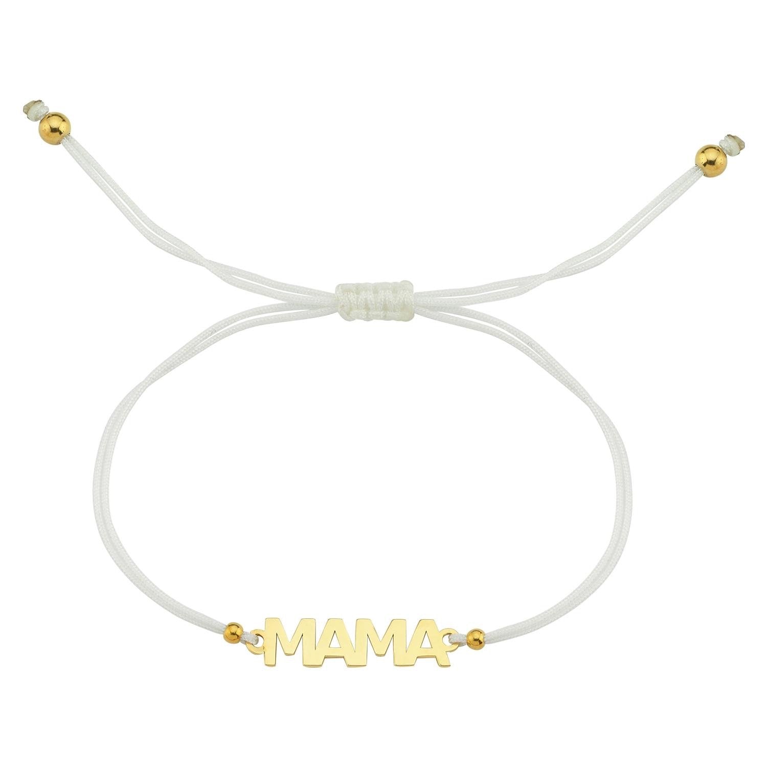 Custom Name Cord Bracelet JEWELRY The Sis Kiss Gold White Cord