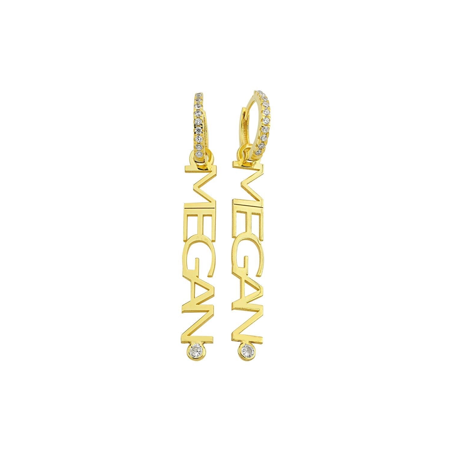 Crystal Name Earrings Nameplate Custom Hoop Earring Personalized Jewelry  Gift | eBay