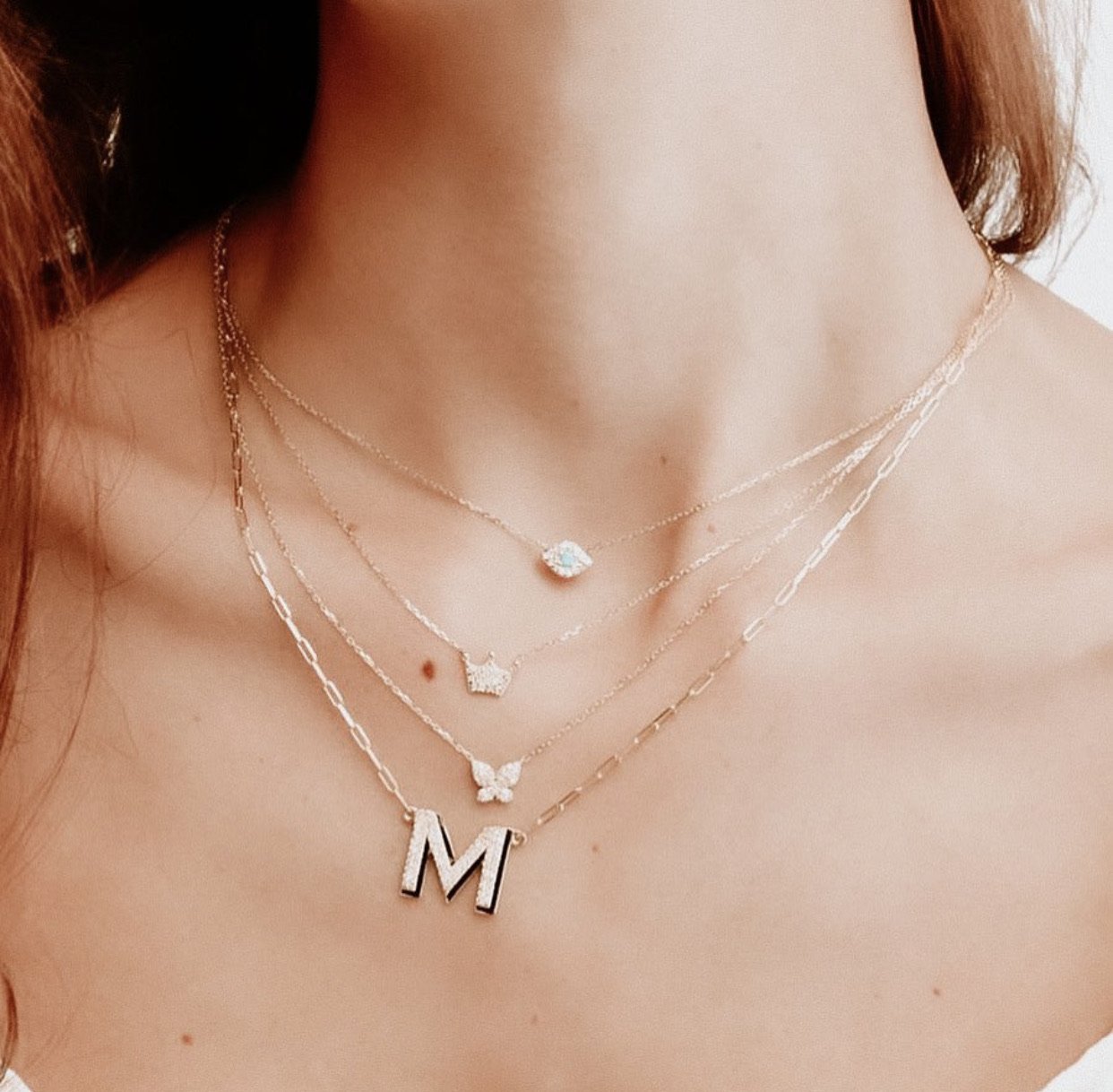 Diamond initial online necklace with crown