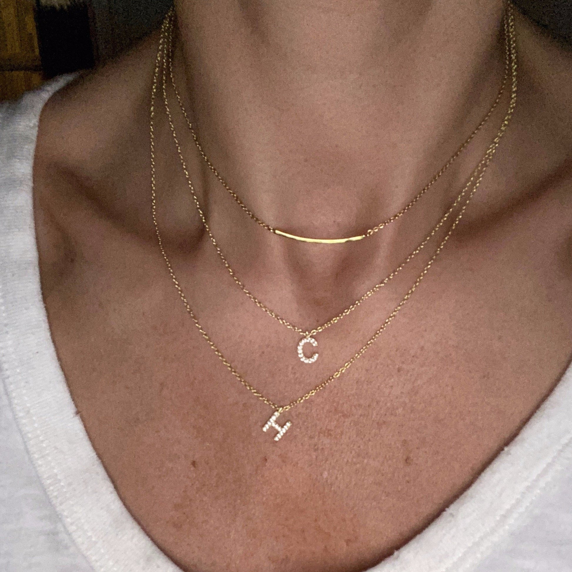 Custom Double or Triple Layered Initial Necklace JEWELRY The Sis Kiss