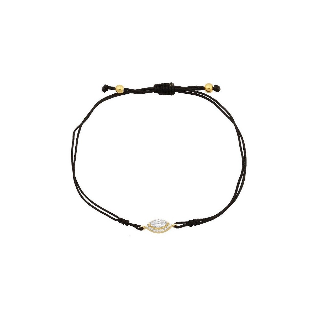Oval Crystal on a Black Cord Bracelet JEWELRY The Sis Kiss