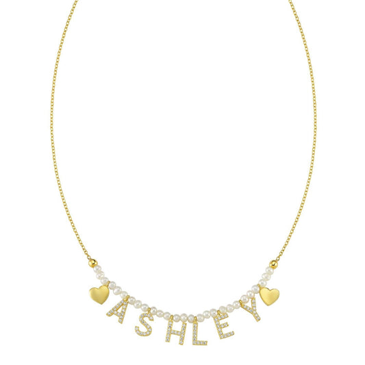 Pearl It’s All in a Name™ Necklace JEWELRY The Sis Kiss Yellow Gold 
