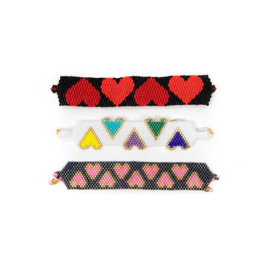Multi Color Heart Beaded Bracelet JEWELRY The Sis Kiss