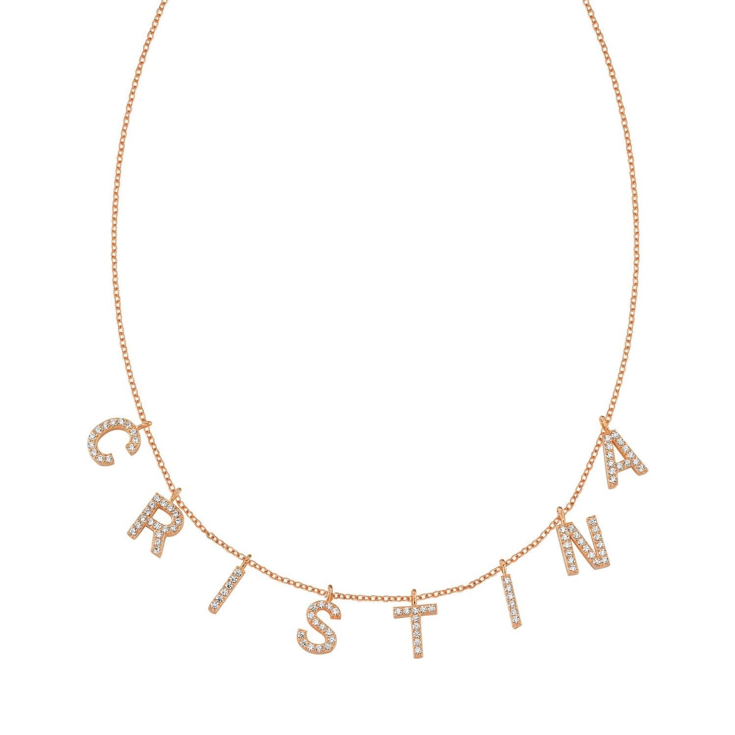 It’s All in a Name™ Personalized Necklace JEWELRY The Sis Kiss Rose Gold with Crystals