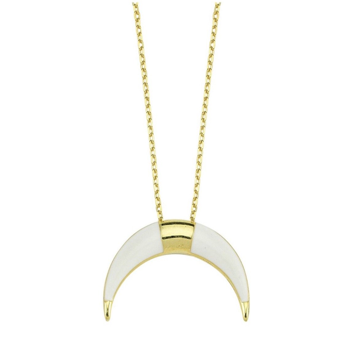 White Enamel Horn Necklace JEWELRY The Sis Kiss