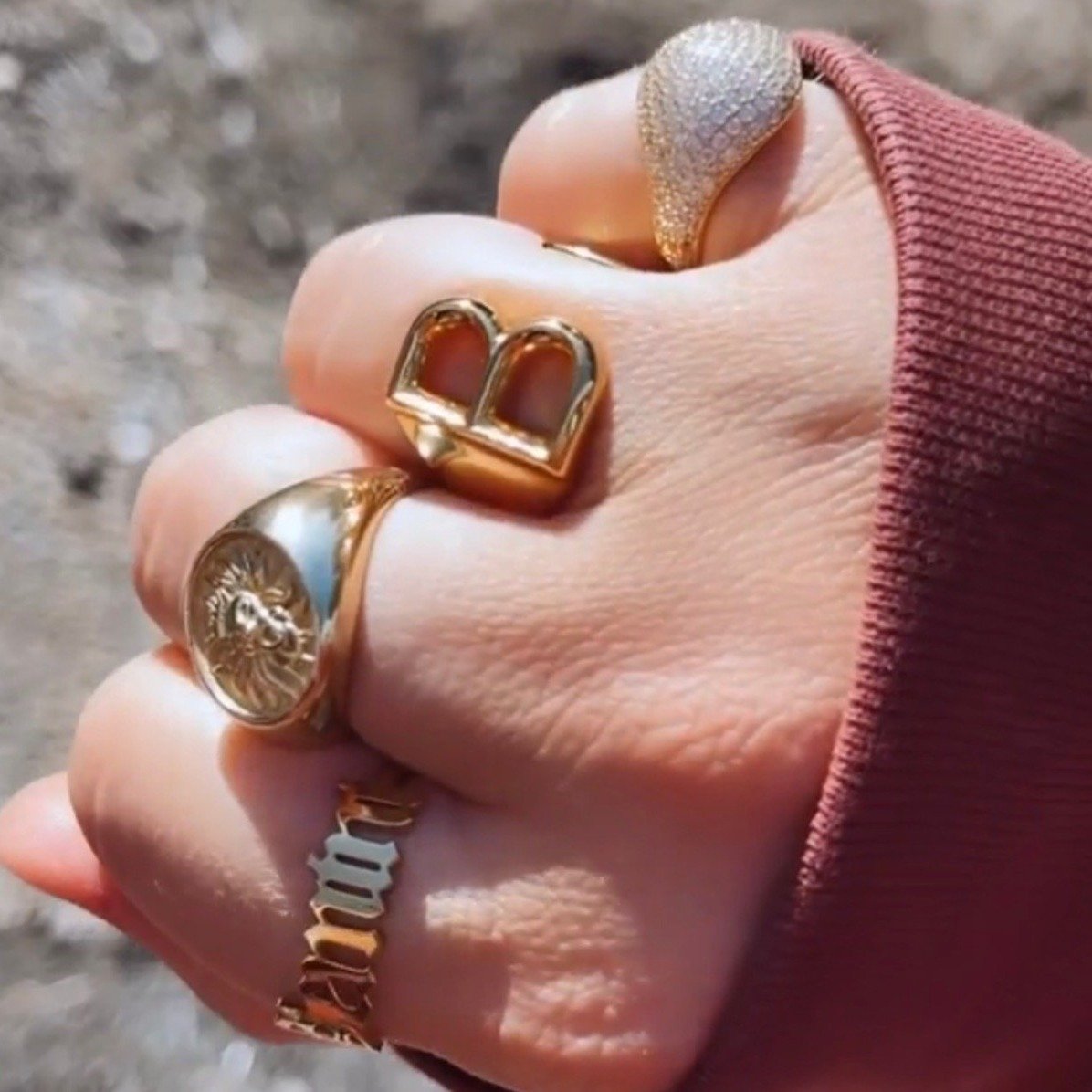 Statement Initial Ring in Bold Block JEWELRY The Sis Kiss