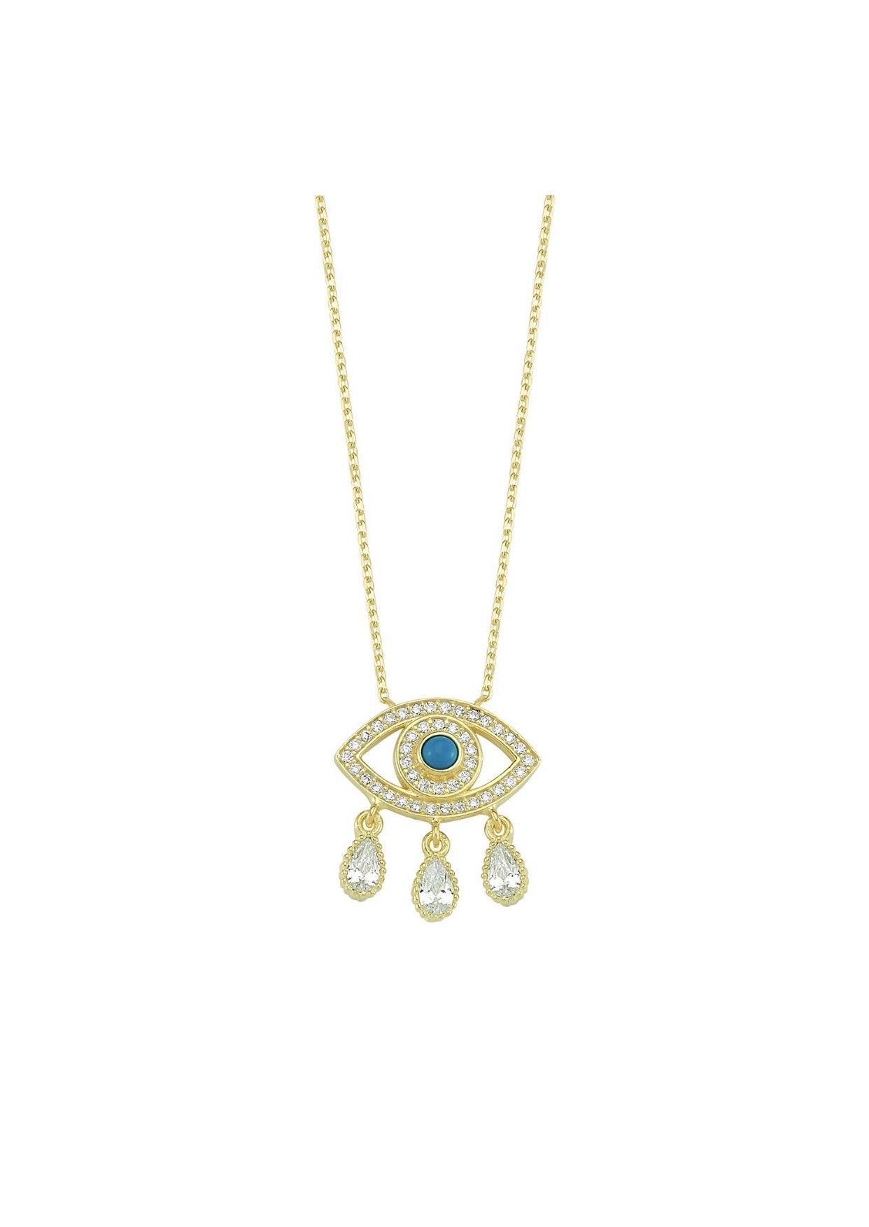 Evil Eye Charm Drop Necklace JEWELRY The Sis Kiss