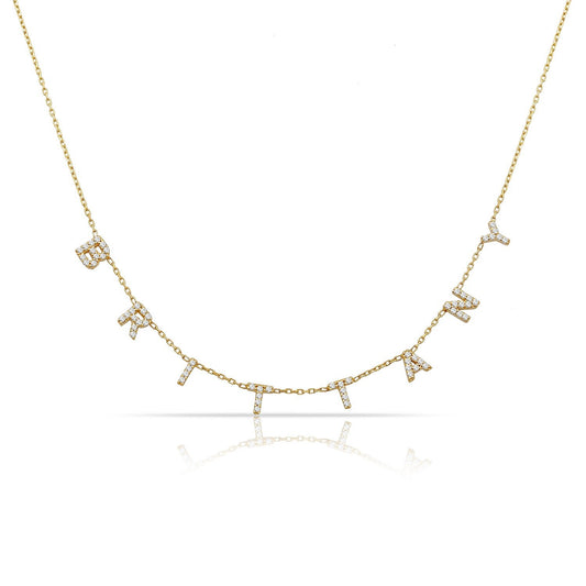 TSK It's All in a Name® *Mini* Necklace in 14k Gold with Diamonds JEWELRY The Sis Kiss