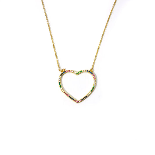 Open Heart Rainbow Necklace JEWELRY The Sis Kiss