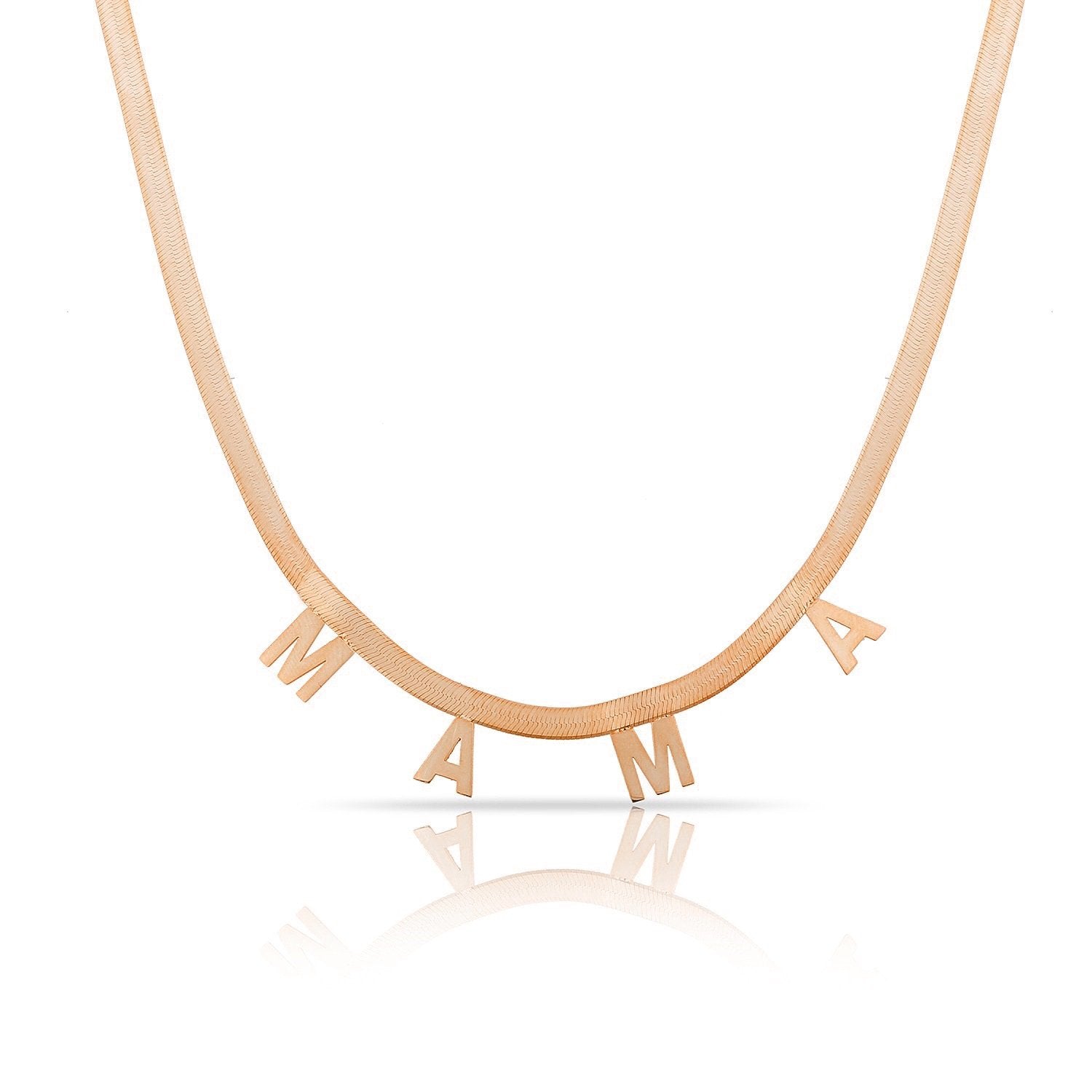 Custom Herringbone Chain Name Necklace necklace The Sis Kiss