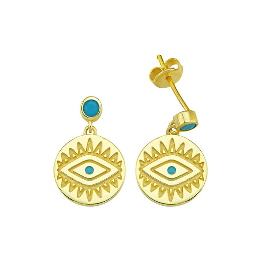 Evil Eye Coin Stud Earrings JEWELRY The Sis Kiss