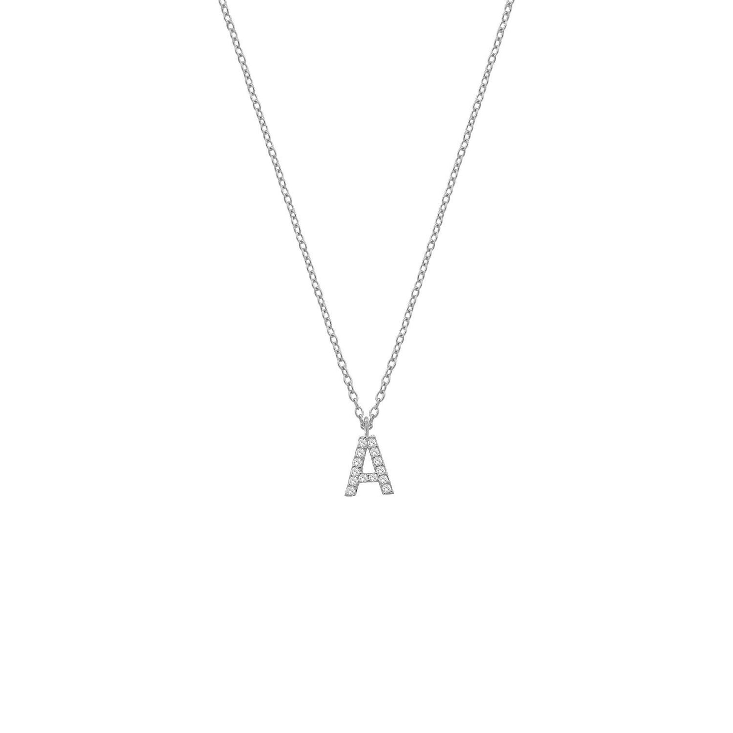 Classic Initial Necklaces JEWELRY The Sis Kiss Silver with Crystals A